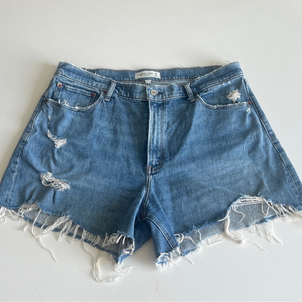 Abercrombie & Fitch Blue Jean Shorts Distressed High-Waisted
